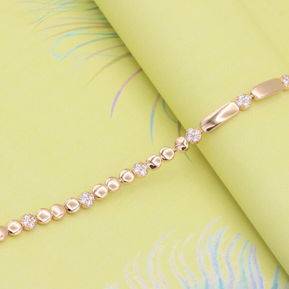 "Modern Beaded & Bar Link Rose Gold Bracelet, XPBL0774 - Picture 8 of 11